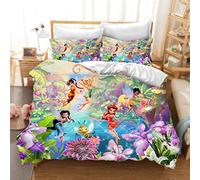 DDONVG Tinkerbell Bed Linen 135 x 200 cm Anime Tinkerbell Elf Duvet Cover Children's Microfibre Bed Linen with Zip and Pillowcase (2, 200 X 200 cm 50 x 75 x 2)