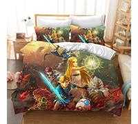 DDONVG Zelda Bedding Sets with Pillowcases, 3D Anime Bed Linen, 100% Microfibre, Thick and Soft, Suitable for Boys and Girls (12, 135 X 200 cm 50 x 75 x 1)