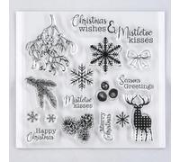 DDOUJOY Christmas Wishes Mistletoe Kisses Snowflake Pinecone Clear Stamps for Card Making Decoration and DIY Scrapbooking 3090913
