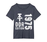 DDR 1975 Edition Birthday T-Shirt, Women's Plus, Heather Blue, 1X