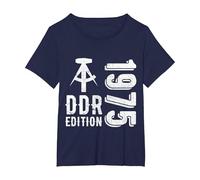 DDR 1975 Edition Birthday T-Shirt, Women's Plus, Navy Blue, 1X