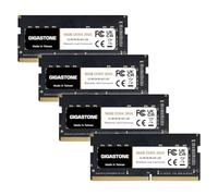 【DDR4 RAM Laptop Only】GIGASTONE 64GB Kit (4x16GB) DDR4 2666MHz (2400MHz or 2133MHz) PC4-21300 (PC4-19200/17000) CL19 1.2V SODIMM 260 Pin Unbuffered Non ECC High Performance Notebook Memory Upgrade
