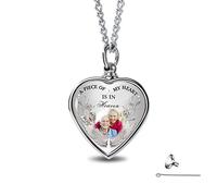 DDrawelry Personalized Photo Urn Necklace for Ashes Custom Picture Heart Locket Pendant Angel Wing Dog Tag Necklace Memorial Jewellery Gift for Women Men (Heaven)