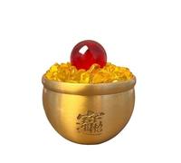 DDRROJFRS Brass Treasure Bowl Ornaments, Rice Bowl to Attract Wealth Into The Treasure Feng Shui Wealth Gold Living Room Bedroom Office Ornaments(2)