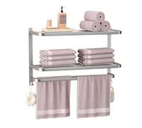 DDS-DUDES 23" Towel Racks for Bathroom with Towel Bars, 3 Tier Hotel Towel Shelf Stainless Steel Wall-Mounted Holder with Towel Shelves Brushed Nickel