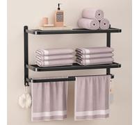 DDS-DUDES 3-Tier Black Towel Racks for Bathroom with Towel Bars Multilayer Hotel Towel Shelf Stainless Steel Wall-Mounted Matte Finished Holder with Towel Shelves 23 Inches, TR24 3TIERB
