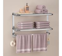 DDS-DUDES 3-Tier Towel Racks for Bathroom with Towel Bars Multilayer Hotel Bath Towel Shelf Stainless Steel Wall-Mounted Brushed Finish Holder with Towel Shelves 23 Inches