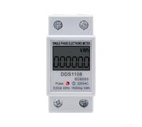 DDS1108 LCD Digital Power Meter for AC 220V 80A 2P Single Phase Energy, DIN Rail Mount Wattmeter with Non-Volatile Memory, 5+1 D