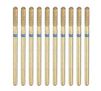 DDS22E 10Pcs Titanium Plated Diamond Drill Bits, 200-230 Grits Fine Grinding Bits, for Nail Art Polishing, Stone Sanding & DIY Craft Use(Blue,4.2x12mm)
