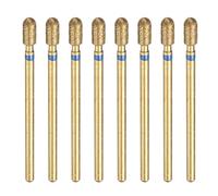 DDS22E 8Pcs Titanium Plated Diamond Drill Bits, 200-230 Grits Fine Grinding Bits, for Nail Art Polishing, Stone Sanding & DIY Craft Use(Blue,3.5x7mm)