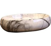 DDS22E Bath Bistro Vessel Sink Retro Oval Ceramic Marble Color Multi Size Counter Indoor Outdoor(B,60 * 40 * 15CM)