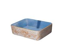 DDS22E Retro Rectangular Ceramic Bathroom Vessel Sink Above Counter Wash Basin for Apartments