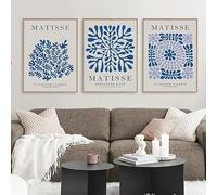 DDSEW GREWT Henri Matisse Poster Blue Abstract Wall Art Vintage Canvas Painting Henri Matisse Prints For Living Room Home Decor Pictures 40X60cmx3 No Frame