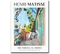 DDSEW GREWT Henri Matisse Poster The Terrace St Tropez Vintage Canvas Painting Abstract Wall Art Henri Matisse Prints For Home Decor Picture 50x70cm No Frame