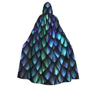 DDSFvbv 3D Magical Dragon Scales Pattern Unisex Halloween Hooded Cape Cosplay Costume Cloak for Party Dress Up Uniform Robe Full-Length