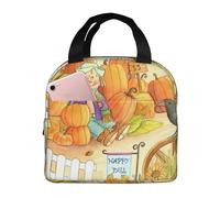 DDSFvbv Autumn Sunflowers Pumpkins Insulated Lunch Bag, Reusable Thermal Lunch Box, Portable, Perfect for Work Picnic Beach BBQ