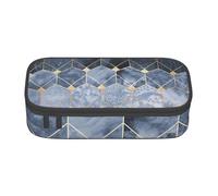 DDSFvbv Blue Hexagons and Diamonds Pencil Case - Student & Office Supplies - Item Storage Bag- Makeup Bag- Large Stationery Bag