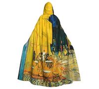DDSFvbv Cafe Terrace at Night Unisex Halloween Hooded Cape Cosplay Costume Cloak for Party Dress Up Uniform Robe Full-Length
