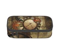 DDSFvbv Clocks and Gears Pencil Case - Student & Office Supplies - Item Storage Bag- Makeup Bag- Large Stationery Bag