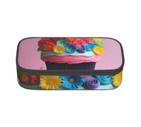 DDSFvbv Colorful Cupcakes Rainbow Flower Cake Pencil Case - Student & Office Supplies - Item Storage Bag- Makeup Bag- Large Stationery Bag
