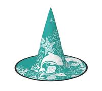 DDSFvbv Dolphins Flowers Sea Starfish Coral Seashell Halloween Party Hat, Witch Hat, Cosplay Accessory, Fancy Dress, Holiday Decorations, One Size