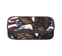 DDSFvbv Eagle with USA Flag Pencil Case - Student & Office Supplies - Item Storage Bag- Makeup Bag- Large Stationery Bag
