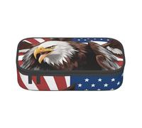 DDSFvbv Eagle with USA Flag Pencil Case - Student & Office Supplies - Item Storage Bag- Makeup Bag- Large Stationery Bag