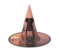 DDSFvbv Elephant and Dog Sitting in The Middle of The Sea Halloween Party Hat, Witch Hat, Cosplay Accessory, Fancy Dress, Holiday Decorations, One Size