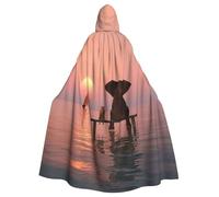 DDSFvbv Elephant and Dog Sitting in The Middle of The Sea Unisex Halloween Hooded Cape Cosplay Costume Cloak for Party Dress Up Uniform Robe Full-Length