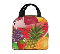 DDSFvbv Fresh Juicy Fruits Pineapple Berries Watermelon Grape Orange Insulated Lunch Bag, Reusable Thermal Lunch Box, Portable, Perfect for Work Picnic Beach BBQ