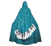DDSFvbv Green and white piano keys Unisex Halloween Hooded Cape Cosplay Costume Cloak for Party Dress Up Uniform Robe Full-Length