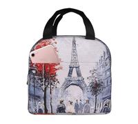 DDSFvbv Paris City Tree Eiffel Tower Art Insulated Lunch Bag, Reusable Thermal Lunch Box, Portable, Perfect for Work Picnic Beach BBQ
