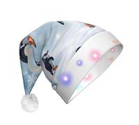 DDSFvbv Penguin Balloon Snowflake LED Christmas Hat for Adults, Light Up Unisex Christmas Hat, Holiday Headwear, Party Cap