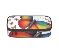 DDSFvbv Rainbow Butterfly Pencil Case - Student & Office Supplies - Item Storage Bag- Makeup Bag- Large Stationery Bag