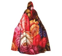 DDSFvbv Red beautiful flower Unisex Halloween Hooded Cape Cosplay Costume Cloak for Party Dress Up Uniform Robe Full-Length