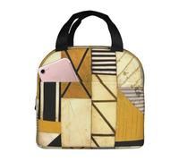 DDSFvbv Rustic Wooden Insulated Lunch Bag, Reusable Thermal Lunch Box, Portable, Perfect for Work Picnic Beach BBQ