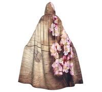 DDSFvbv Spring Blossom On Wood Romantic Natural Unisex Halloween Hooded Cape Cosplay Costume Cloak for Party Dress Up Uniform Robe Full-Length