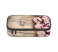 DDSFvbv Spring Blossom on Wooden Table Pencil Case - Student & Office Supplies - Item Storage Bag- Makeup Bag- Large Stationery Bag