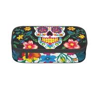 DDSFvbv Sugar Skulls Flowers Pencil Case - Student & Office Supplies - Item Storage Bag- Makeup Bag- Large Stationery Bag