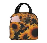 DDSFvbv Sunflowers Insulated Lunch Bag, Reusable Thermal Lunch Box, Portable, Perfect for Work Picnic Beach BBQ