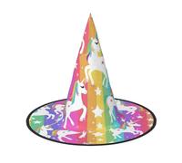 DDSFvbv Unicorns On Stripes Halloween Party Hat, Witch Hat, Cosplay Accessory, Fancy Dress, Holiday Decorations, One Size