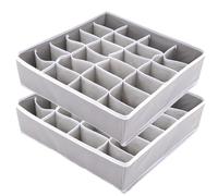 DDSHUN 2 Pack Drawer Organisers Collapsible Storage Box Fabric Drawer 24 Dividers Wardrobe Storage Organiser Storage Cubes for Bras, Socks, Underwear, Ties, Scarves, Cosmetics