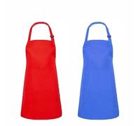 DDSHUN Kids Apron Kids Chef Outfit Apron Children Painting Aprons Adjustable Chef Apron for Kitchen Cooking and Baking Wear Painting BBQ for Boys Girls - 2PCS (Red + Blue