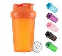DDSHUN Shaker Bottle For Protein Powder Mixed Plastic Workout Water Bottle 400 ml with Mixball Non-Leak Cap Shaker Cups for Fitness Sports Gym Supplement Drinks Bottles (Orange)
