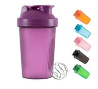 DDSHUN Shaker Bottle For Protein Powder Mixed Plastic Workout Water Bottle 400 ml with Mixball Non-Leak Cap Shaker Cups for Fitness Sports Gym Supplement Drinks Bottles (Purple)