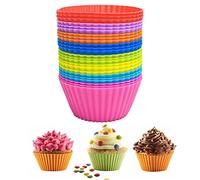 DDSHUN Silicone 24PCS Reusable Cupcake Cases, Food Grade, Non-Stick, Rainbow Colors, Muffin Mold for Jelly Cake, Ice Creams, Puddings, Oven, Freezer Safe