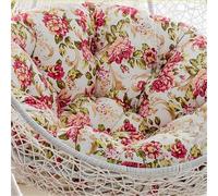 DDSQGTY Outdoor Round Thicken Hanging Swing Egg Chair Cushion with Headrest Pillow Replacement, Waterproof 35.43/39.37/43.3in Wicker Basket Eggs Chairs Pad for Garden Offices(Big flower,110cm)