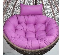 DDSQGTY Outdoor Round Thicken Hanging Swing Egg Chair Cushion with Headrest Pillow Replacement, Waterproof 35.43/39.37/43.3in Wicker Basket Eggs Chairs Pad for Garden Offices(Violet,90cm)