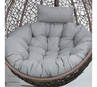 DDSQGTY Outdoor Round Thicken Hanging Swing Egg Chair Cushion with Headrest Pillow Replacement, Waterproof 35.43/39.37/43.3in Wicker Basket Eggs Chairs Pad for Garden Offices(Silver gray,110cm)