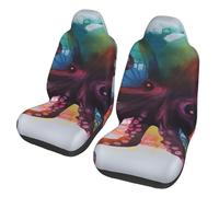 DDTKLSNV Abstract Colorful Octopus Car Seat Covers Set of 2 Waterproof Breathable Front Seat Protector Universal Fit for Most Cars Suvs Trucks Easy to Install Seat Cushion Cover Car Accessories